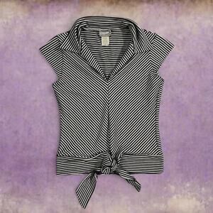 Y2k black white striped top